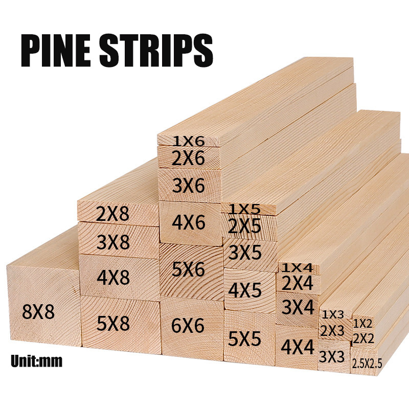 Lumber Woodworking - Papan Kayu Pinus Solid Panjang 10-100cm,